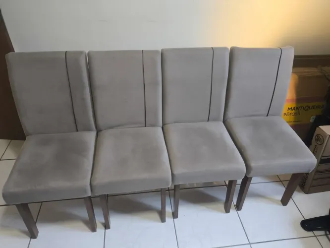 Conjunto de 4 Cadeiras bege para mesa de jantar