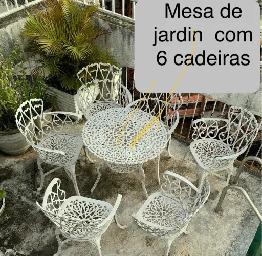 Meda de ferro para piscina com 6 cadeiras 