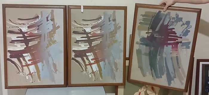 Kit 3 Quadros Abstratos - Arte Moderna com Moldura