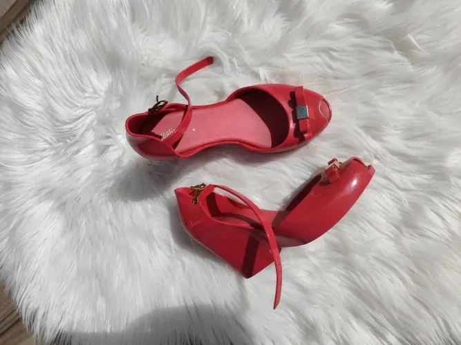 Melissa Lady Love Anabela Peep Toe Laço Tam 35 - Rosa Chiclete