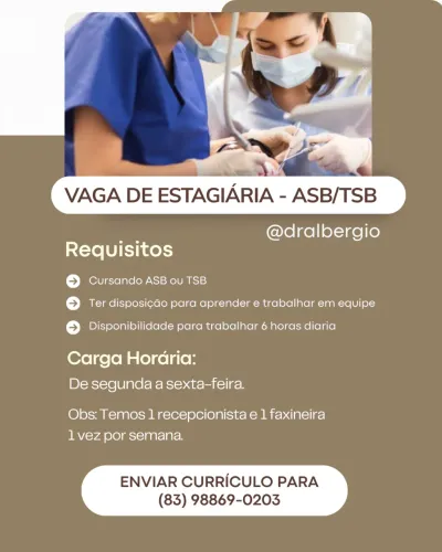 VAGA DE ESTÁGIO - CLÍNICA ODONTOLÓGICA CABO BRANCO