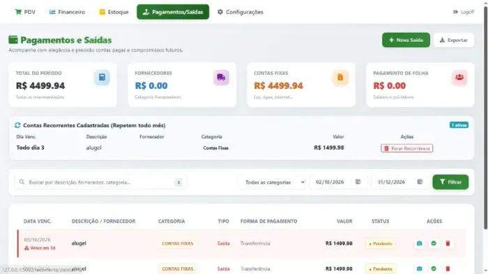 1 MÊS GRÁTIS! PDV, SISTEMA DE LOJA, ESTOQUE, FINANCEIRO, SAÍDAS