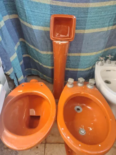 Lote Banheiro Vintage Deca Caramelo - Vaso, Bidê, Coluna e Saboneteira