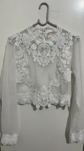 Blusa manga longa transparente