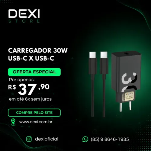 Carregador Turbo 30W USB-C para USB-C Lehmox
