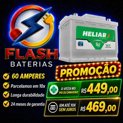 Bateria Heliar 60Ah  - 2 anos de garantia - Baterias 2026