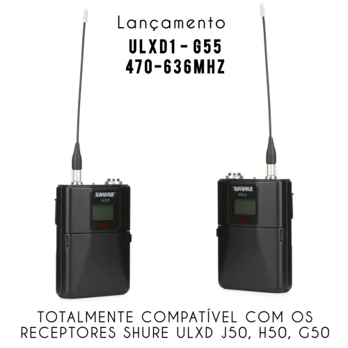 Lançamento Shure ULXD1 G55: 470-636MHZ P/ Microfone Sem Fio Kit 2 Unidades