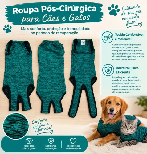 Roupa Pós Cirúrgica Pet | Tamanho 3 | Perfeito Estado | Bandana de Brinde