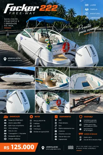 Focker 222 + Mercury 250 V8 4T 2020 + Carreta