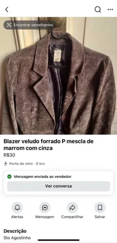 Blazer marrom mescla cinza veludo p