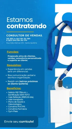 Vaga consultor de vendas