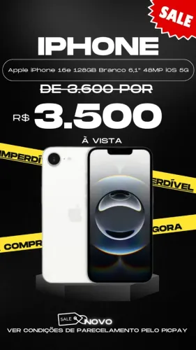 Apple iPhone 16e 128GB Branco 6,1" 48MP iOS 5G