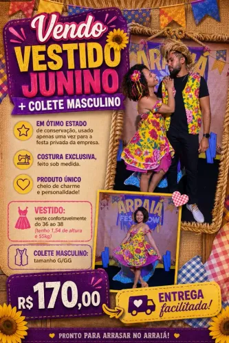 Vendo Vestido Junino + Colete masculino Adulto