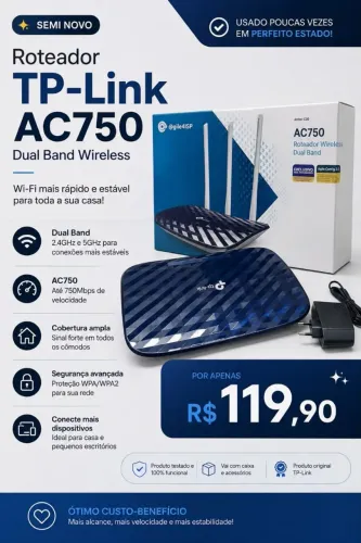 Roteador<br><br>TP-Link AC750 P<br><br>Dual Band Wireless