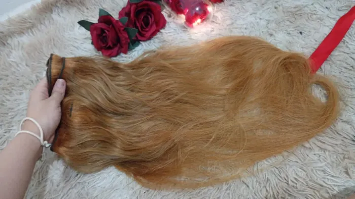 Cabelo 100% humano tecido, loiro mel 70cm