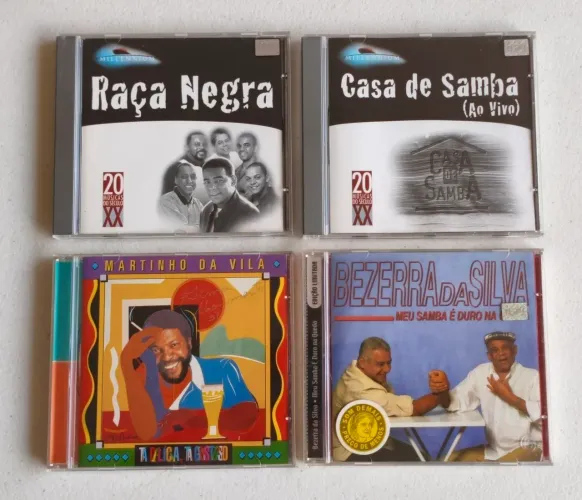 Lote 4 CDs Originais de Samba e Pagode (Raça Negra, Martinho da Vila, Bezerra da Silva)