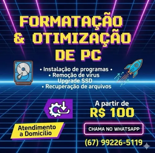 Formatação de PC e Remoção de Vírus - Atendimento Domiciliar