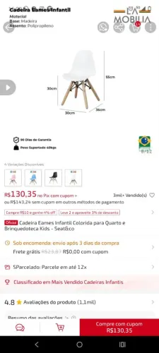 Cadeiras infantis