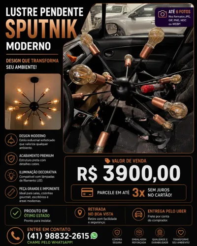 Lustre Pendente Sputnik Moderno