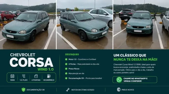 Chevrolet Corsa Wind 1.0 Mpf/milleniumi/ EFI 4P (álcool) 1999