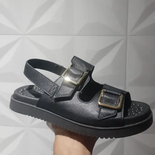 Sandália Papete Modare com Fivela e Velcro Preta