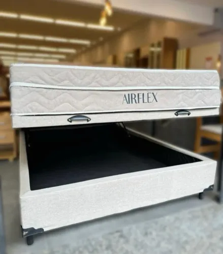 Cama Baú casal Colchão Airflex D33 MOLAS ENSACADAS