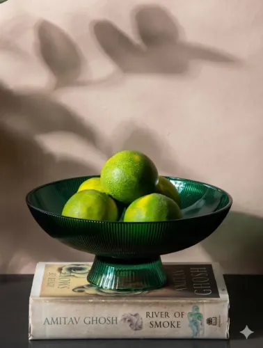 Baixou! Fruteira Vidro Verde Esmeralda Glow Riscatto Centro De Mesa Bowl Moderno