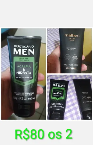 Creme corporal e Creme pós e pre Barba 