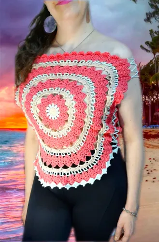Blusinha Mandala de Crochê em Algodão Mercerizado