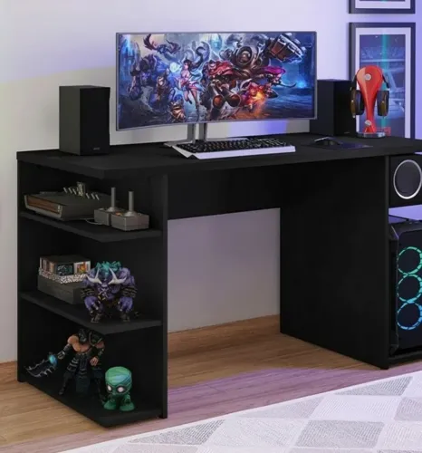 Mesa gamer preta em mdf entrega grátis