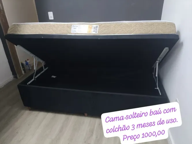 Cama de solteiro com baú 