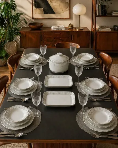Aparelho de Jantar Porcelana Vintage 21 Peças Completo c/ Sopeira - 6 Lugares