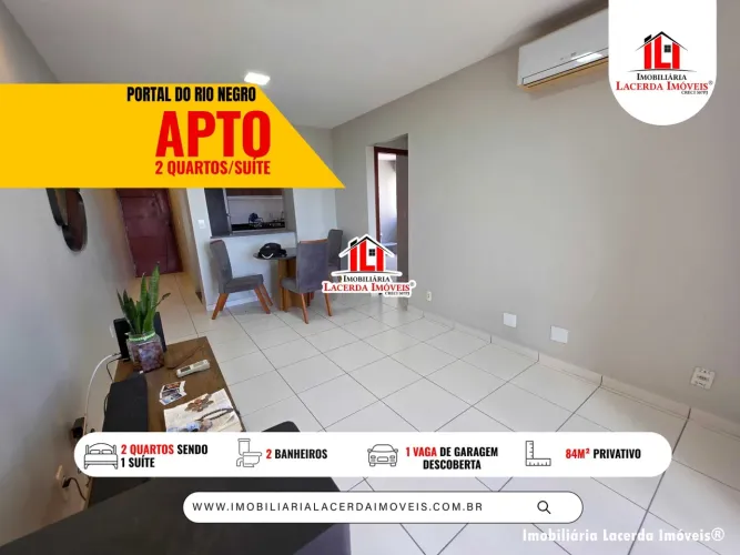 Portal do Rio Negro, 84m², 2 quartos/suíte, 1 vaga, Vista Ponte Rio Negro, Próx. Centro