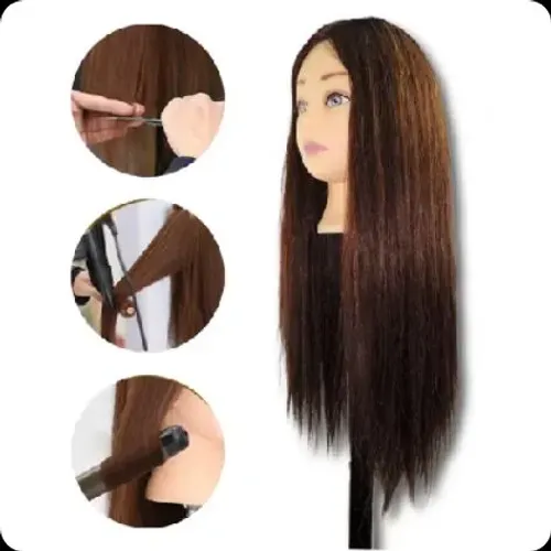 Cabeça de Treino para Penteados Mista 70% Cabelo Humano com Suporte de Mesa