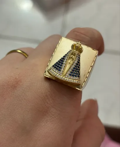 Anel feito em moeda com banho de ouro 