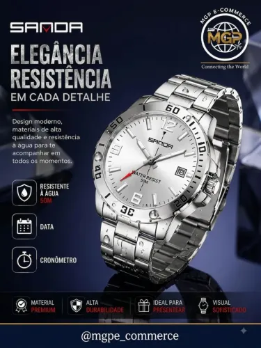 Relógio Masculino SANDA Original - Aço Inoxidável