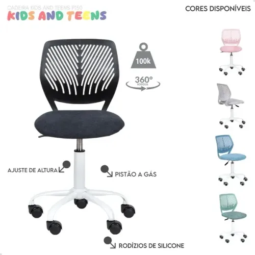 CADEIRA GIRATÓRIA KIDS/TEEN PRETA - NOVA E LACRADA NA CAIXA