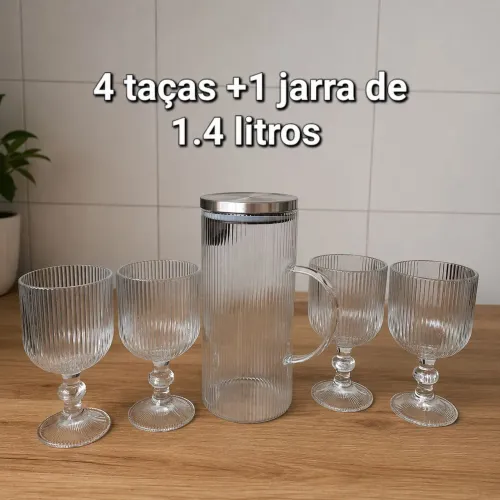 Jarra de vidro 1.4 litros com tampa de inox