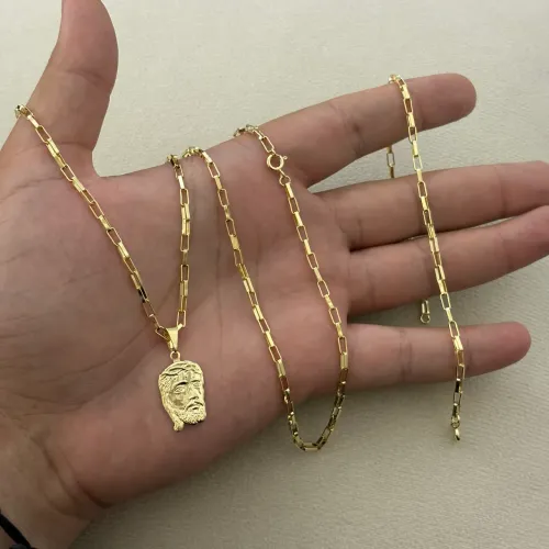 Corrente e pulseira banhado a ouro 