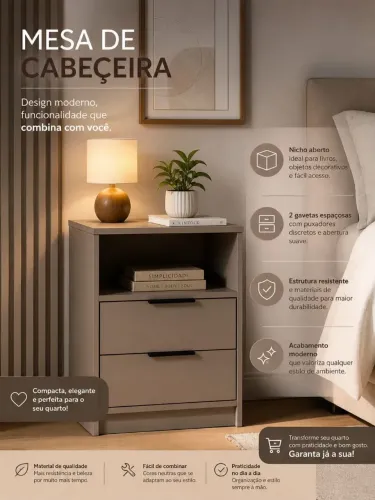 Mesa de Cabeceira Moderna