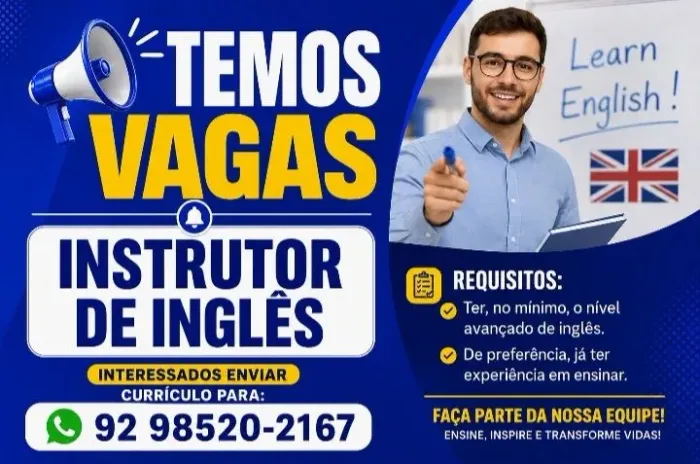 Vaga para instrutor(a) de Inglês