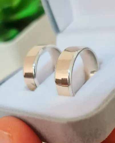 PROMO! Alianças Prata c/ Ouro 10k 