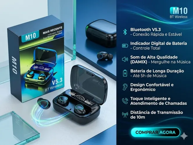 Fone Bluetooth M10 alta potência