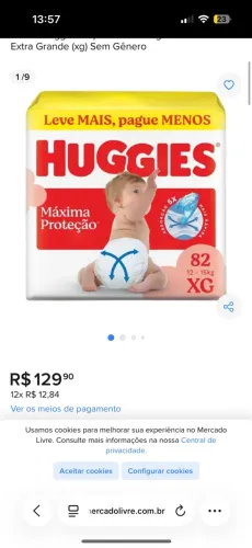 Vende fralda XG HUGGIES 
