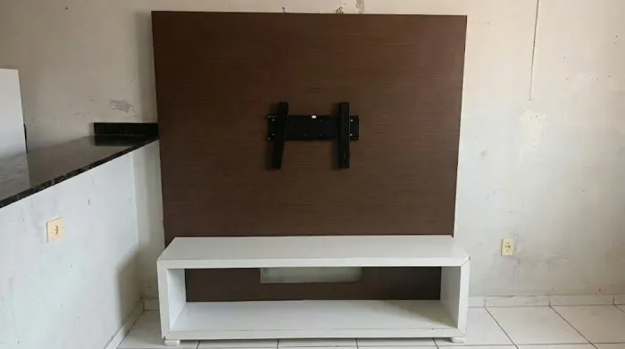 Conjunto Painel de TV Grande com Rack Integrado + Suporte Incluso - Ouro Preto