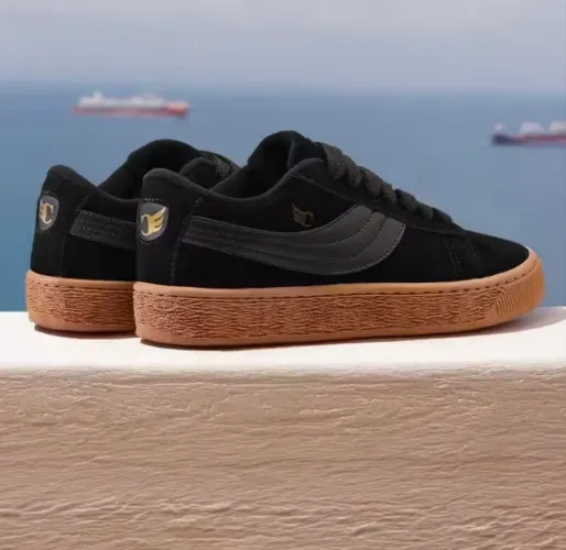 Tennis sapato couro preto tipo vans puma adidas