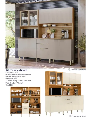 Armário de cozinha Amora 1,98m - Promoção 