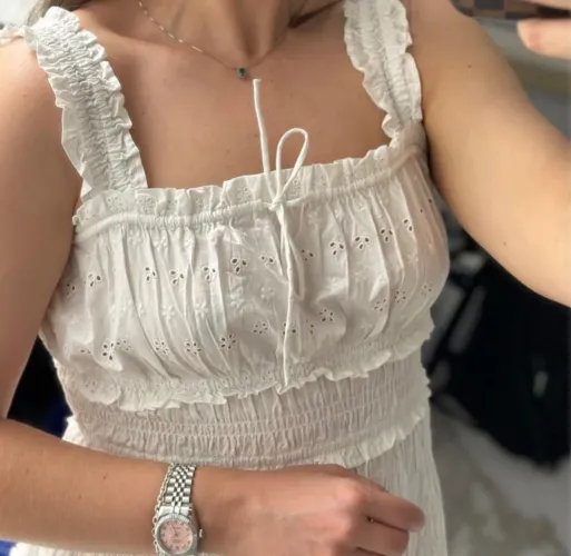 vestido midi lese branco gap romântico