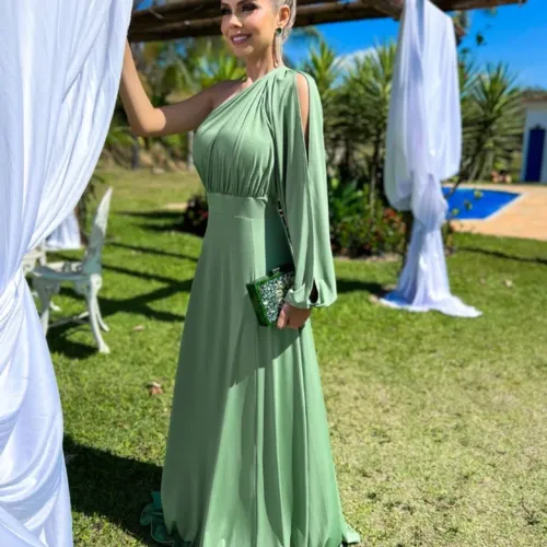 Vestido de festa verde oliva