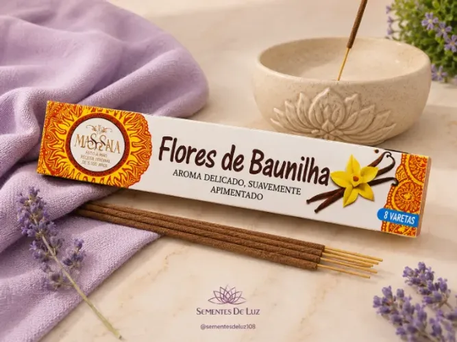 Incenso Massala Flores de Baunilha 8 Varetas | Aroma Aconchegante
